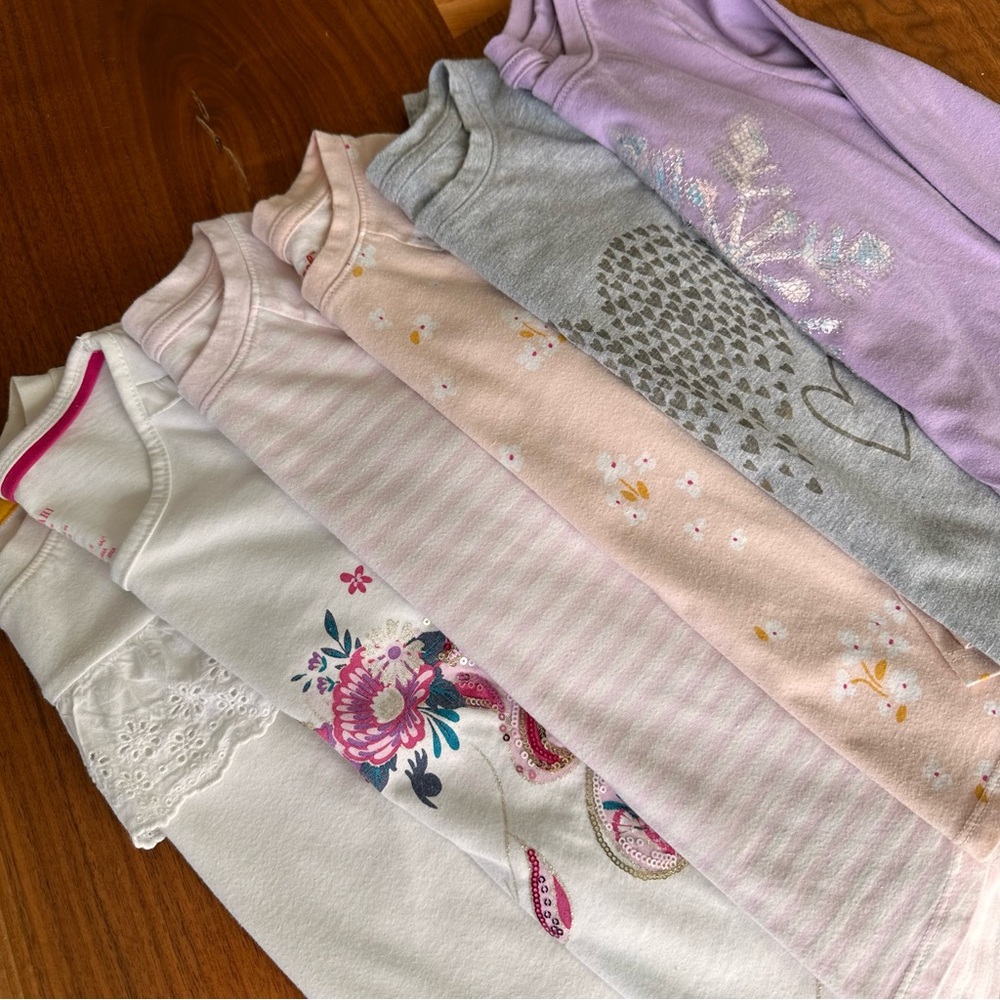 A Bundle Of 6 Long Sleeve T-shirts. Size XS (4/5), 5T and 5/6.